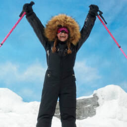 Pilguni-Black Padded Hooded Snowsuit  | Childrensalon