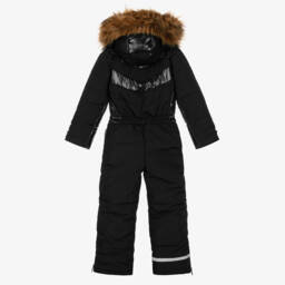 Pilguni-Black Padded Hooded Snowsuit  | Childrensalon