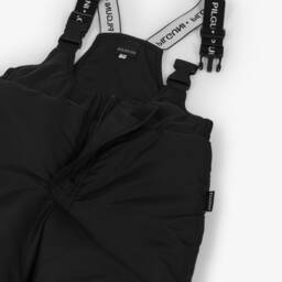 Pilguni-Black Ski Salopettes with Logo Shoulder Straps | Childrensalon
