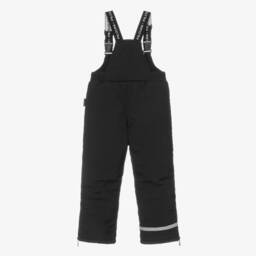 Pilguni-Black Ski Salopettes with Logo Shoulder Straps | Childrensalon