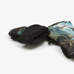 Pilguni-Boys Black & Blue Dinosaur Print Ski Mittens | Childrensalon