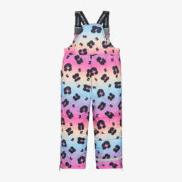 Pilguni-Girls Pink Leopard Print Ski Salopettes | Childrensalon