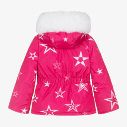 Pilguni-Girls Pink Star Print Ski Jacket | Childrensalon