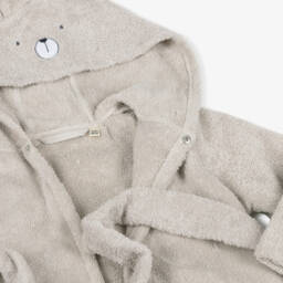 Pippi-Beige Cotton Towelling Bear Bathrobe | Childrensalon