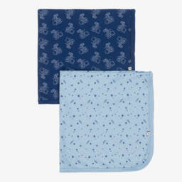 Pippi-Blue Cotton Tractor & Rocket Print Blankets (2 Pack) | Childrensalon