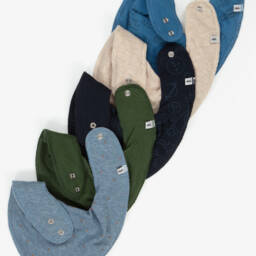 Pippi-Blue Organic Cotton Baby Bandana Bibs (5 Pack) | Childrensalon