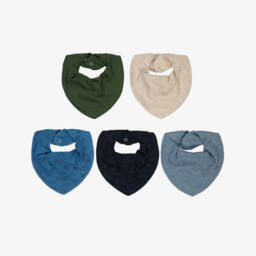 Pippi-Blue Organic Cotton Baby Bandana Bibs (5 Pack) | Childrensalon