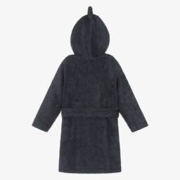 Pippi-Dark Blue Cotton Towelling Shark Bathrobe | Childrensalon