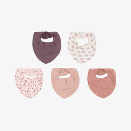Pippi-Pink Organic Cotton Baby Bandana Bibs (5 Pack) | Childrensalon