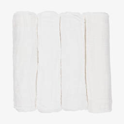 Pippi-قماش قطن موسلين عضوي لون أبيض للأطفال (عدد 4) | Childrensalon