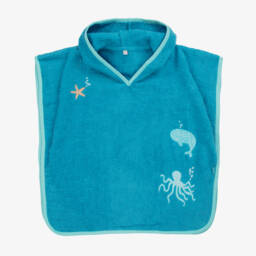 Blue Cotton Sealife Poncho Towel