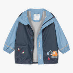 Playshoes-Boys Blue Digger Raincoat | Childrensalon