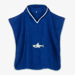 Boys Blue Shark Cotton Poncho Towel