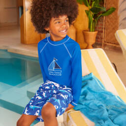 Playshoes-شورت سباحة بطبعة حوت لون أزرق للاولاد (UPF50+) | Childrensalon