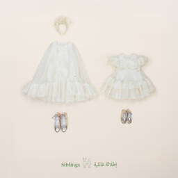 POCA & POCA-فستان بكيب أورغانزا لون عاجي | Childrensalon