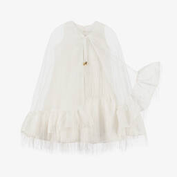 POCA & POCA-فستان بكيب أورغانزا لون عاجي | Childrensalon