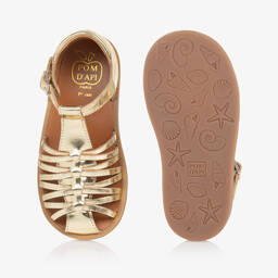 Pom d'Api-صندل جلد لون ذهبي للبنات | Childrensalon
