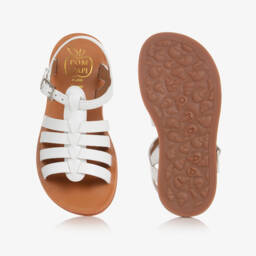 Pom d'Api-Girls White Leather Sandals | Childrensalon