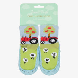 Powell Craft-Blue Tractor Slipper Socks | Childrensalon