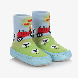 Powell Craft-Blue Tractor Slipper Socks | Childrensalon