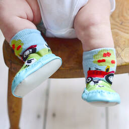 Powell Craft-Blue Tractor Slipper Socks | Childrensalon