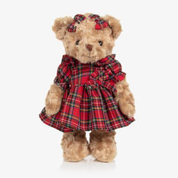 Powell Craft-Girls Beige & Red Tartan Teddy Bear (32cm) | Childrensalon