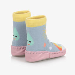 Powell Craft-Girls Blue Sun Slipper Socks | Childrensalon
