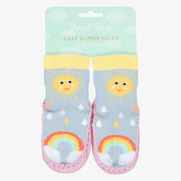 Powell Craft-Girls Blue Sun Slipper Socks | Childrensalon