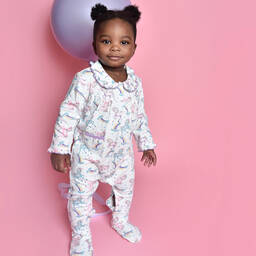 Powell Craft-أفرول بيبي غرو قطن لون أبيض للمولودات | Childrensalon