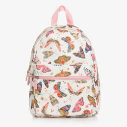 Girls White & Pink Butterfly Backpack (32cm)