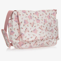 Powell Craft-Бело-розовая пеленальная сумка с балеринами (36см) | Childrensalon