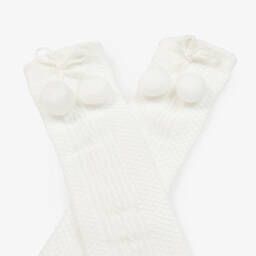 Pretty Originals-جوارب بوم بوم قطن لون عاجي | Childrensalon