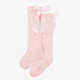 Pretty Originals-Girls Pink Cotton Socks with Bow | Childrensalon