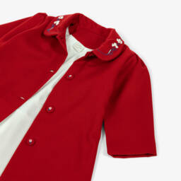 Pretty Originals-Girls Red Coat Set with White Floral Embroidery | Childrensalon