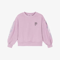 Girls Lilac Labirinto Trim Puff-Sleeve Cotton Sweatshirt