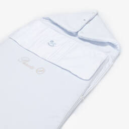 Pureté Du... Bébé-Baby Boys Blue Rocking Horse Embroidered Velour Nest (90cm) | Childrensalon