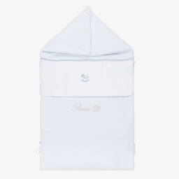 Pureté Du... Bébé-Baby Boys Blue Rocking Horse Embroidered Velour Nest (90cm) | Childrensalon