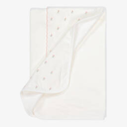 Baby Girls Ivory Velour Embroidered Blanket (75cm)