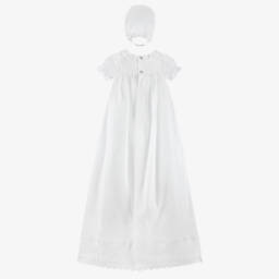 Pureté Du... Bébé-Baby Girls White Cotton Embroidered Ceremony Gown Set | Childrensalon
