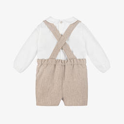 Pureté Du... Bébé-طقم شورت أطفال ولادي مزيج صوف وقطن لون بيج وعاجي للأولاد | Childrensalon