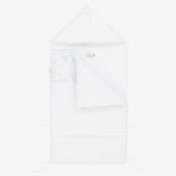 Pureté Du... Bébé-White & Blue Cotton Toile de Jouy Nest (88cm) | Childrensalon