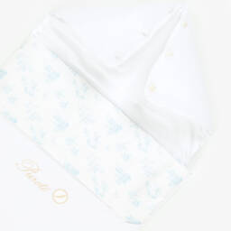 Pureté Du... Bébé-White & Blue Cotton Toile de Jouy Nest (88cm) | Childrensalon