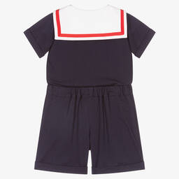 Rachel Riley-Baby Boys Blue Sailor Buster Suit | Childrensalon