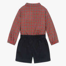 Rachel Riley-Baby Boys Red & Blue Buster Suit | Childrensalon