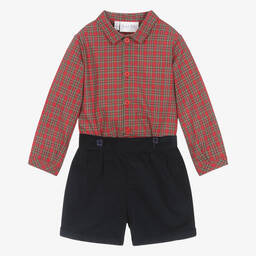 Rachel Riley-Baby Boys Red & Blue Buster Suit | Childrensalon