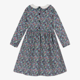 Rachel Riley-Girls Blue Cotton Hand-Smocked Dress | Childrensalon