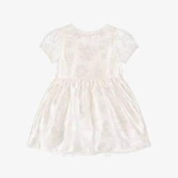 Rachel Riley-فستان بحزام ساش جاكار أورغانزا لون عاجي وبنفسجي | Childrensalon