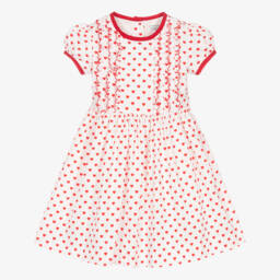 Rachel Riley-فستان بطبعة قلوب قطن لون أبيض | Childrensalon