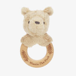 Rainbow Designs-Classic Pooh Bear Wooden Rattle Toy (13cm) | Childrensalon