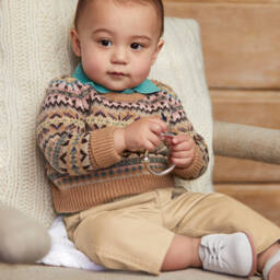 Ralph Lauren-Baby Boys Beige Cotton Trousers | Childrensalon
